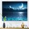 Designart - Romantic Moon Over Deep Blue Sea I - Nautical &#x26; Coastal Canvas Wall Art Print